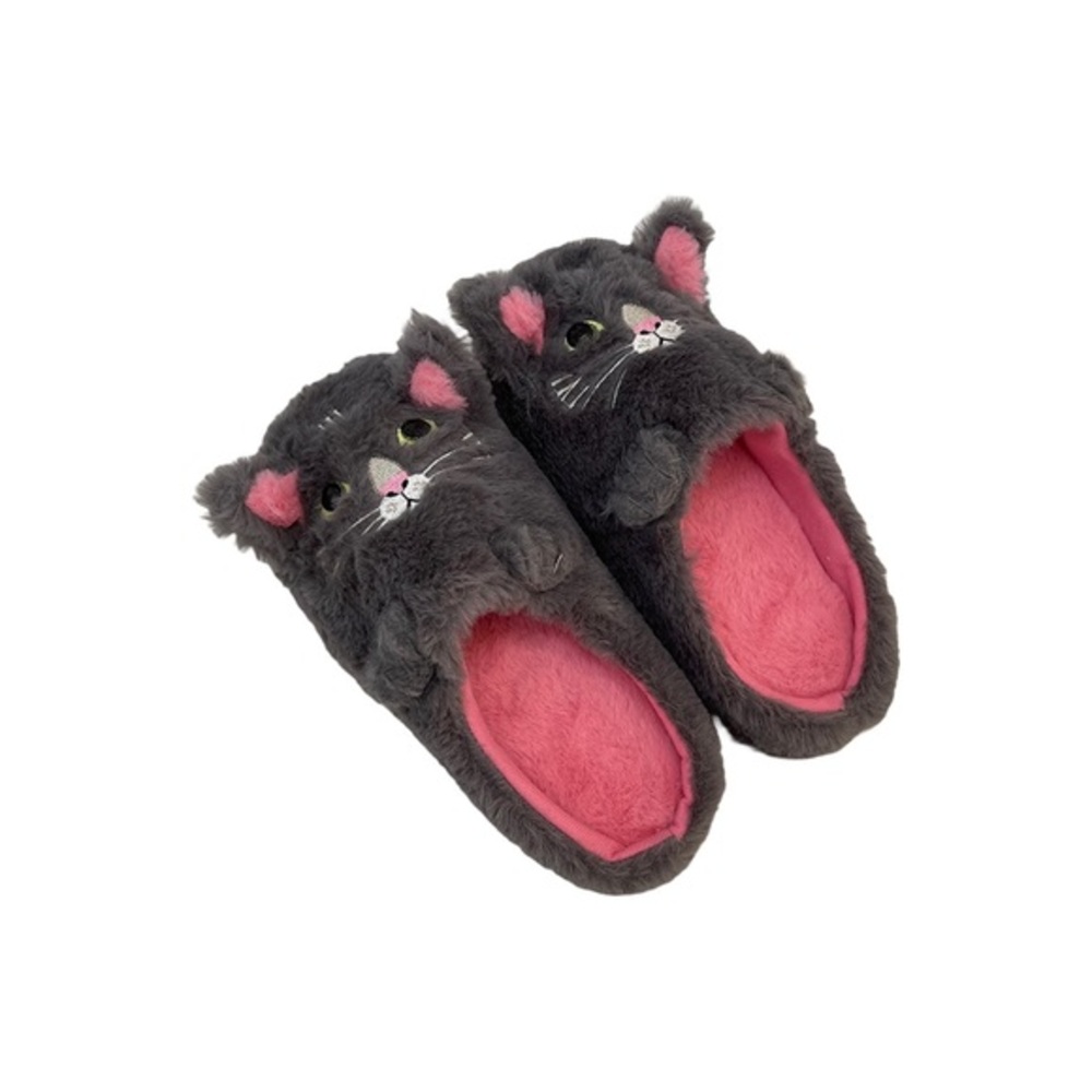 kitty cat gray slippers
